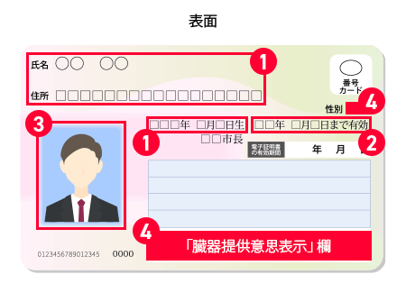 マイナンバーカード 表面の画像