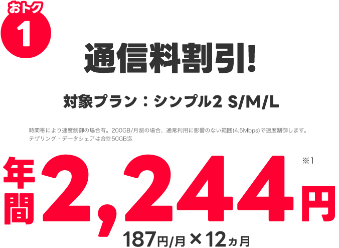 通信料割引！