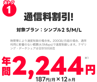 通信料割引！