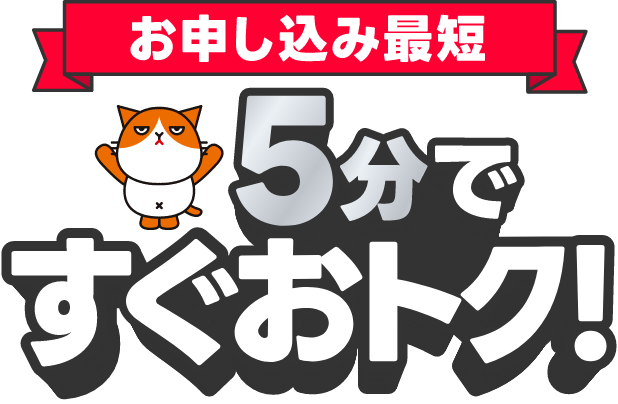 お申し込み最短5分ですぐおトク！